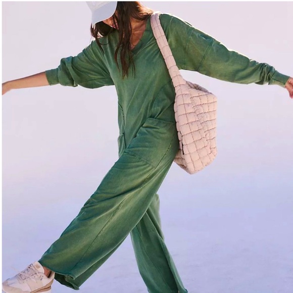 FP Movement by Free People Pants - FP Movement NWT Hot Shot Runner Jumpsuit Onesie -LARGE - Smoked Pine